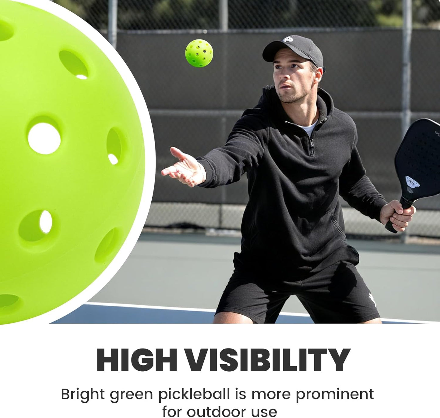 12/6 Pack Pickleball Balls - Outdoor Pickle Ball 40 Holes - Durable Pickleballs with High Bounce, Superior Visibility and Smooth Flight, Suitable for All Skill Level