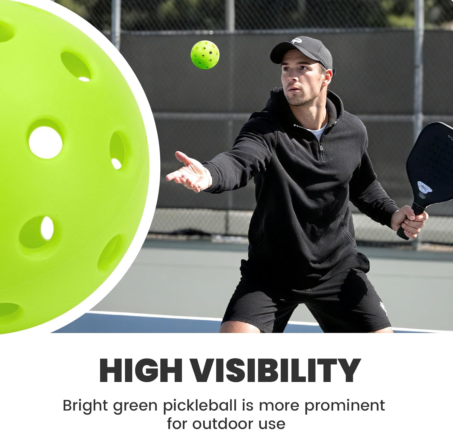 12/6 Pack Pickleball Balls - Outdoor Pickle Ball 40 Holes - Durable Pickleballs with High Bounce, Superior Visibility and Smooth Flight, Suitable for All Skill Level