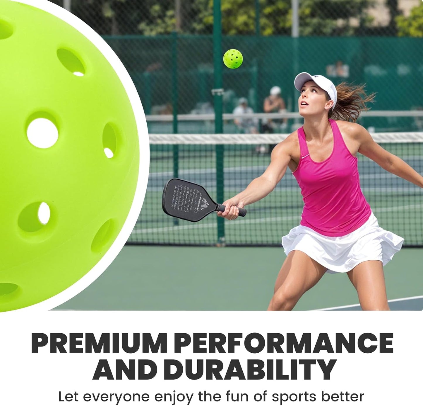 12/6 Pack Pickleball Balls - Outdoor Pickle Ball 40 Holes - Durable Pickleballs with High Bounce, Superior Visibility and Smooth Flight, Suitable for All Skill Level