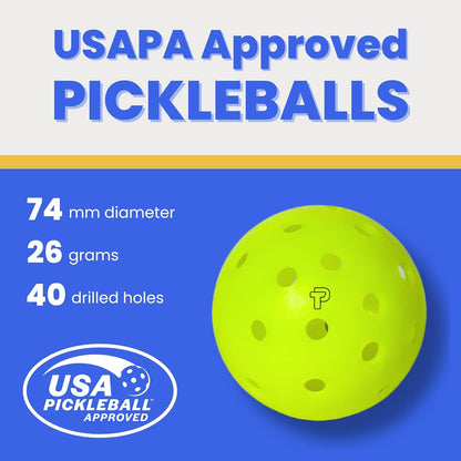 Tru-40 Outdoor Pickleballs - USAPA Approved Pickleball Balls for Recreational and Tournament Play - Available in 3, 12, 50, and 100