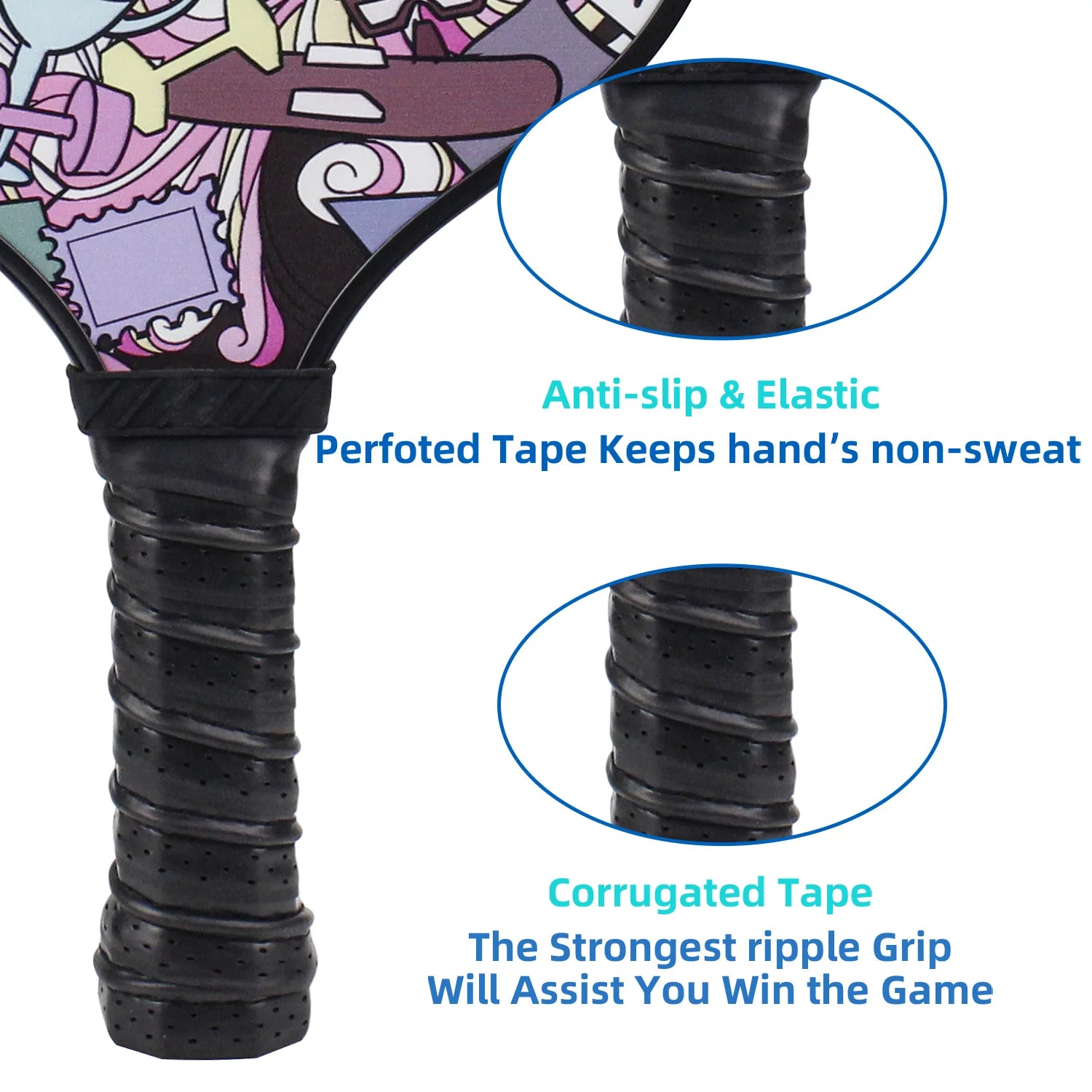 Pickleball Paddles Set of 2 Paddles,4 Pickleball Balls, Lightweight Fiberglass Surface&Honeycomb Core Pickleball Set Gifts for Men Women