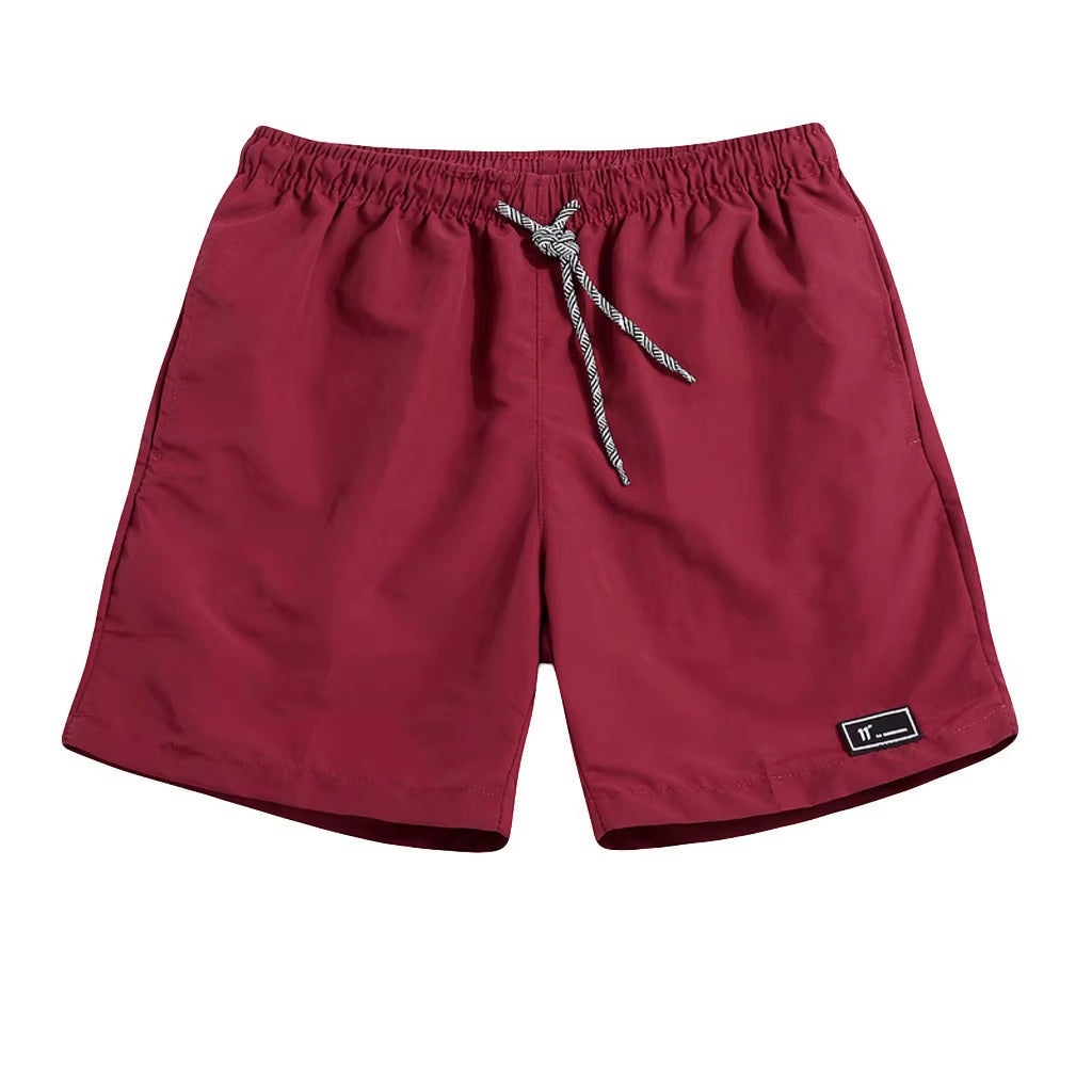 Men'S Summer Solid Colour Fast-Drying Beach Drawstring Short Trousers Casual Fashion Simple and Basics Thin Sports Short Pants